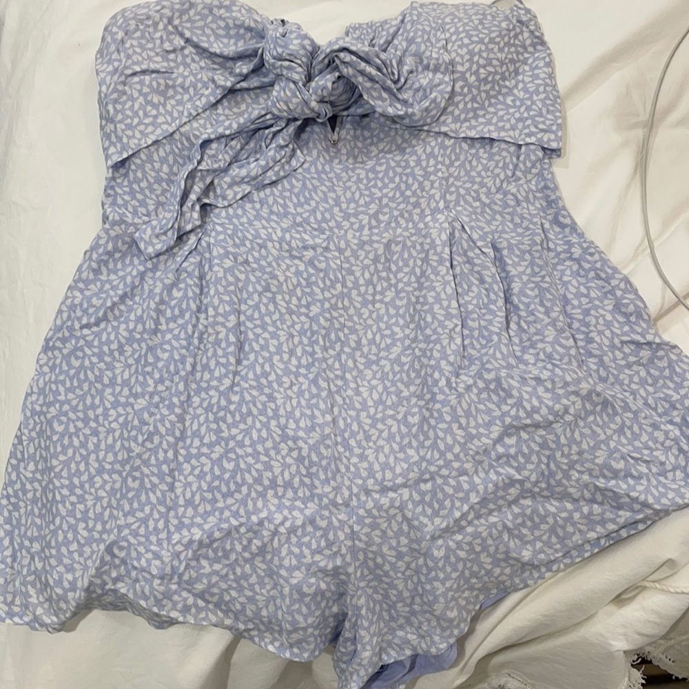 Blue blush strapless romper